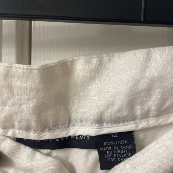 White Lenin, low rise, wide leg pants - Picture 3 of 5